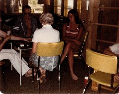Playing bridge, July 1979