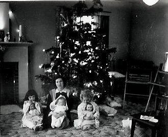 Christmas with dolls and baby