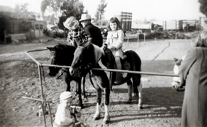 Pat and Cathy on ponies